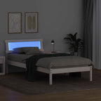 Bettrahmen mit Kopfteil Weiß 90 x 200 cm Massives Kiefernholz
