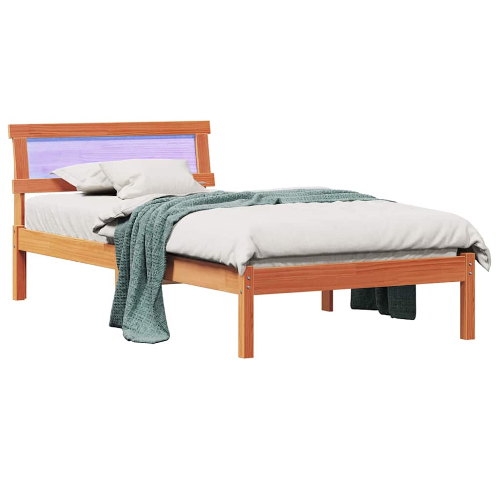 Bettrahmen Wachsbraun 90 x 200 cm Massives Kiefernholz