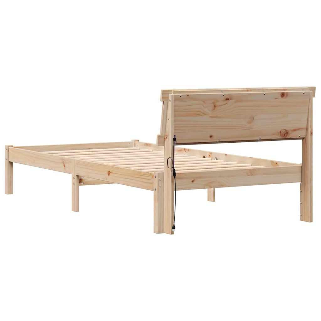 Bettrahmen mit Kopfteil Braun 90 x 190 cm Massives Kiefernholz
