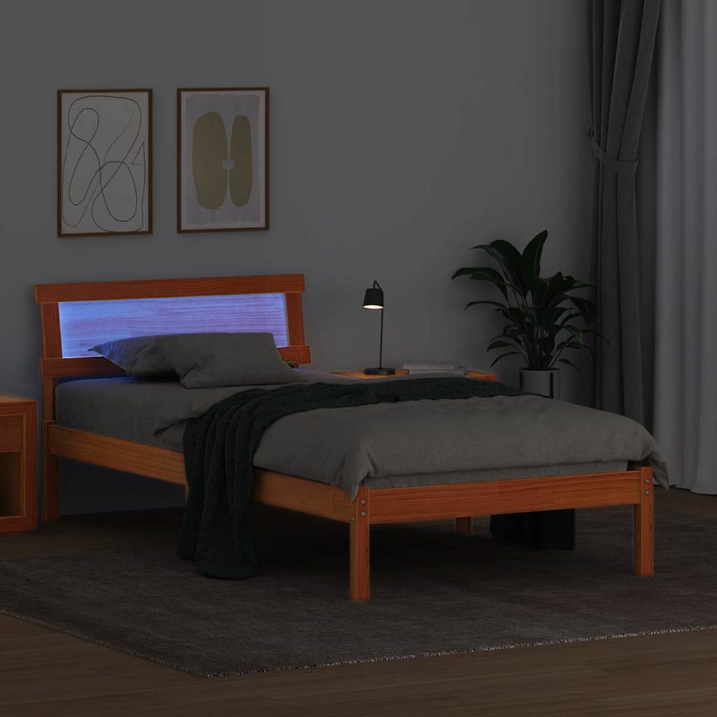Bettrahmen Wachsbraun 90 x 190 cm Massives Kiefernholz