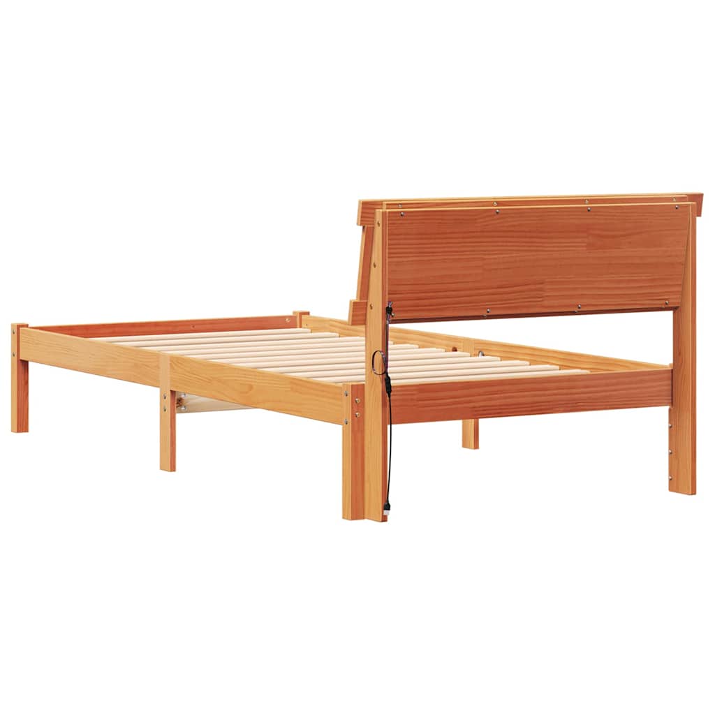 Bettrahmen Wachsbraun 90 x 190 cm Massives Kiefernholz