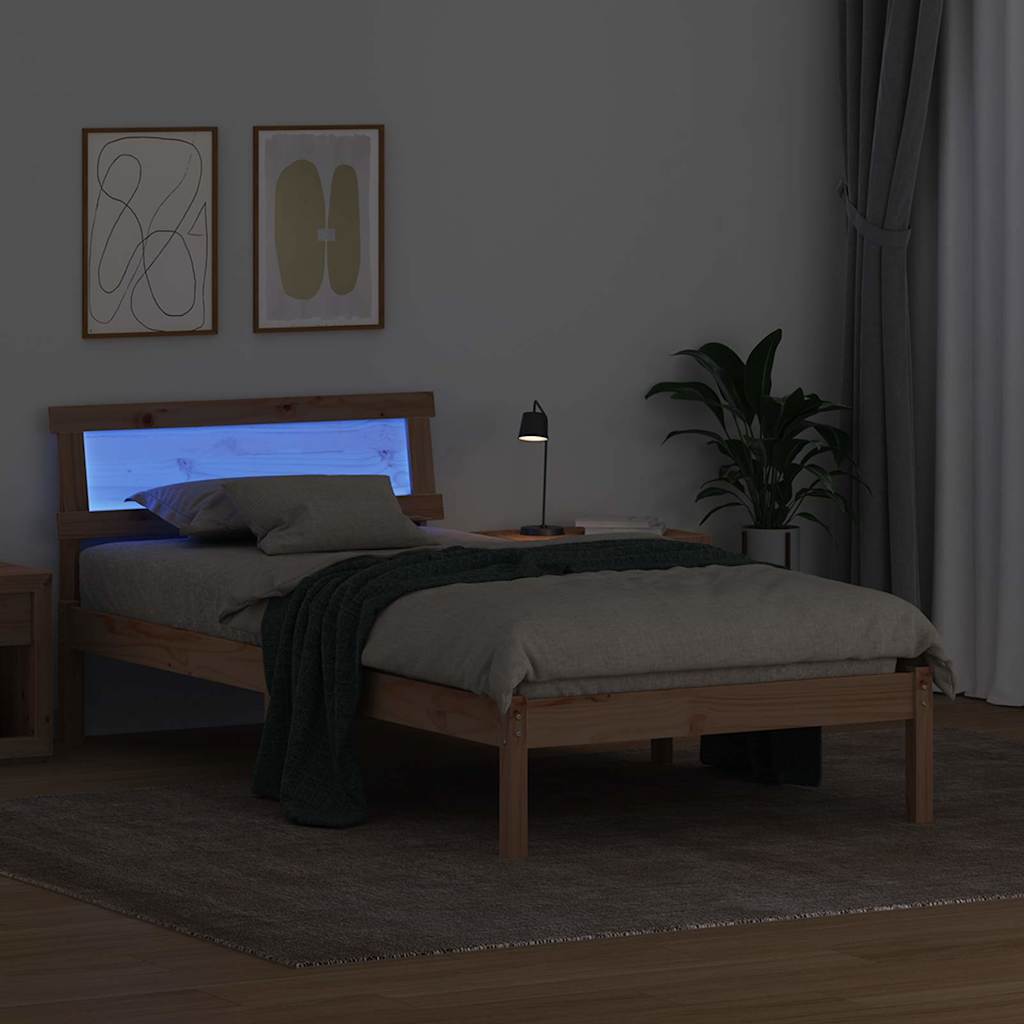 Bettrahmen mit Kopfteil Braun 75 x 190 cm Massives Kiefernholz