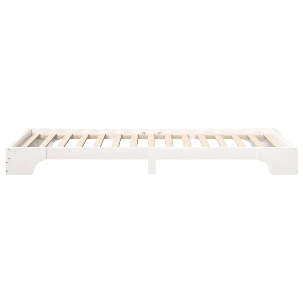 Bettrahmen Weiß 90 x 210 cm Massives Kiefernholz