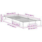 Bettrahmen Braun 100 x 210 cm Massives Kiefernholz