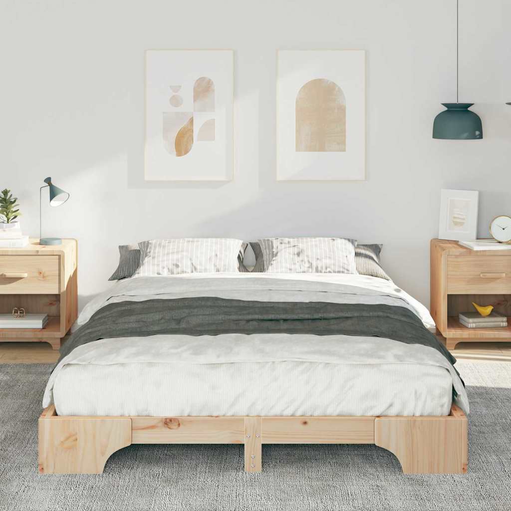 Bettrahmen Braun 140 x 220 cm Massives Kiefernholz