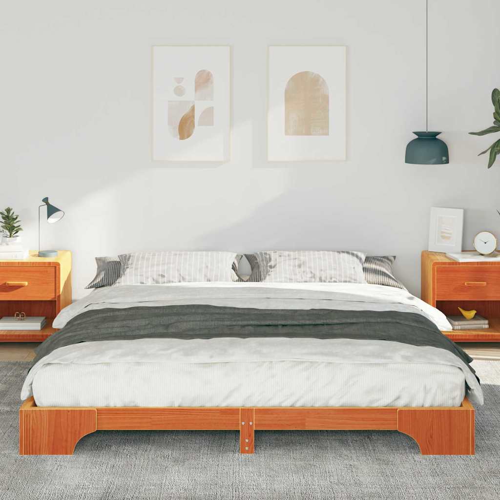 Bettrahmen Braun 200 x 220 cm Massives Kiefernholz