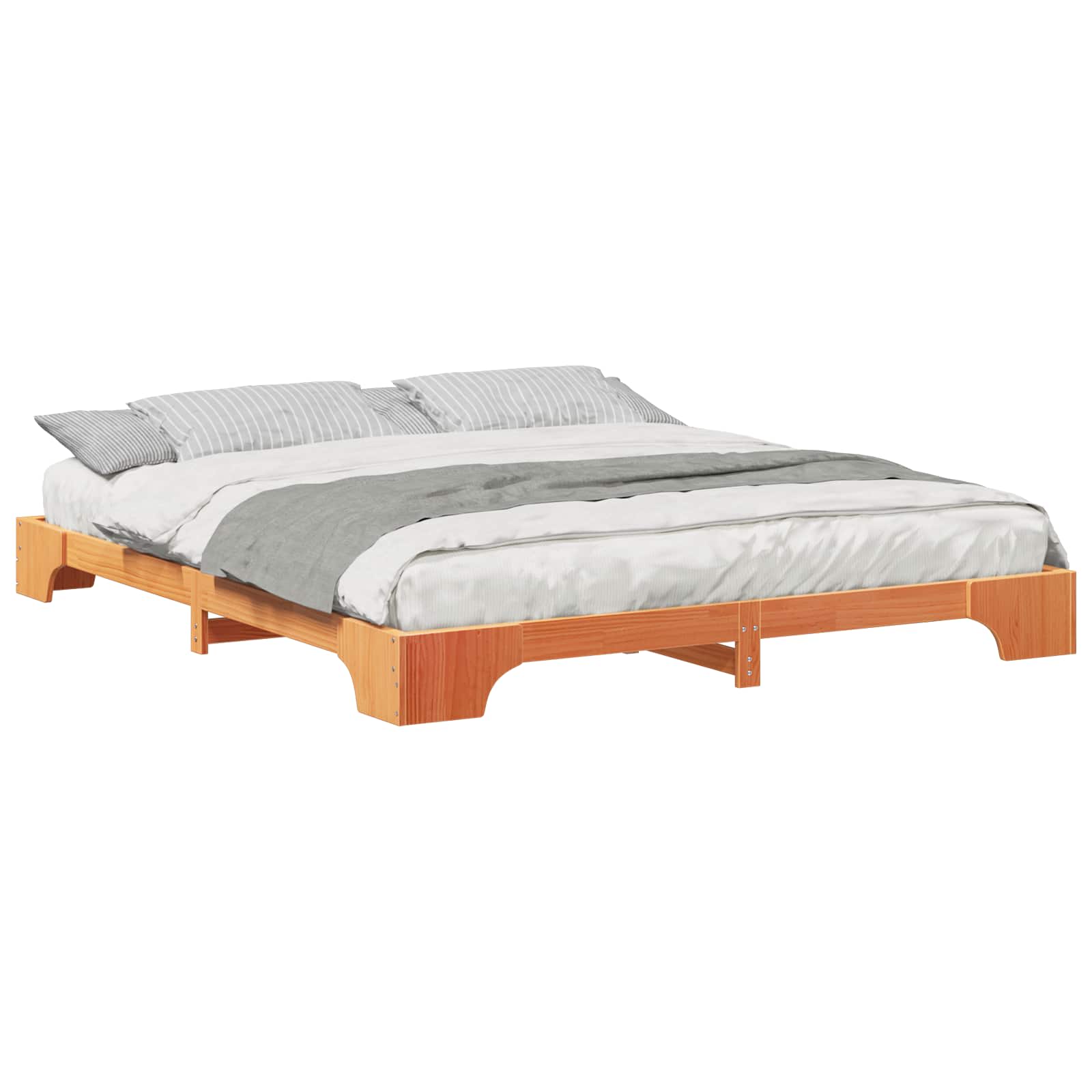 Bettrahmen Braun 200 x 220 cm Massives Kiefernholz