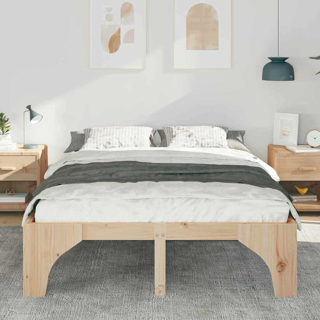 Bettrahmen Braun 150 x 200 cm Massives Kiefernholz