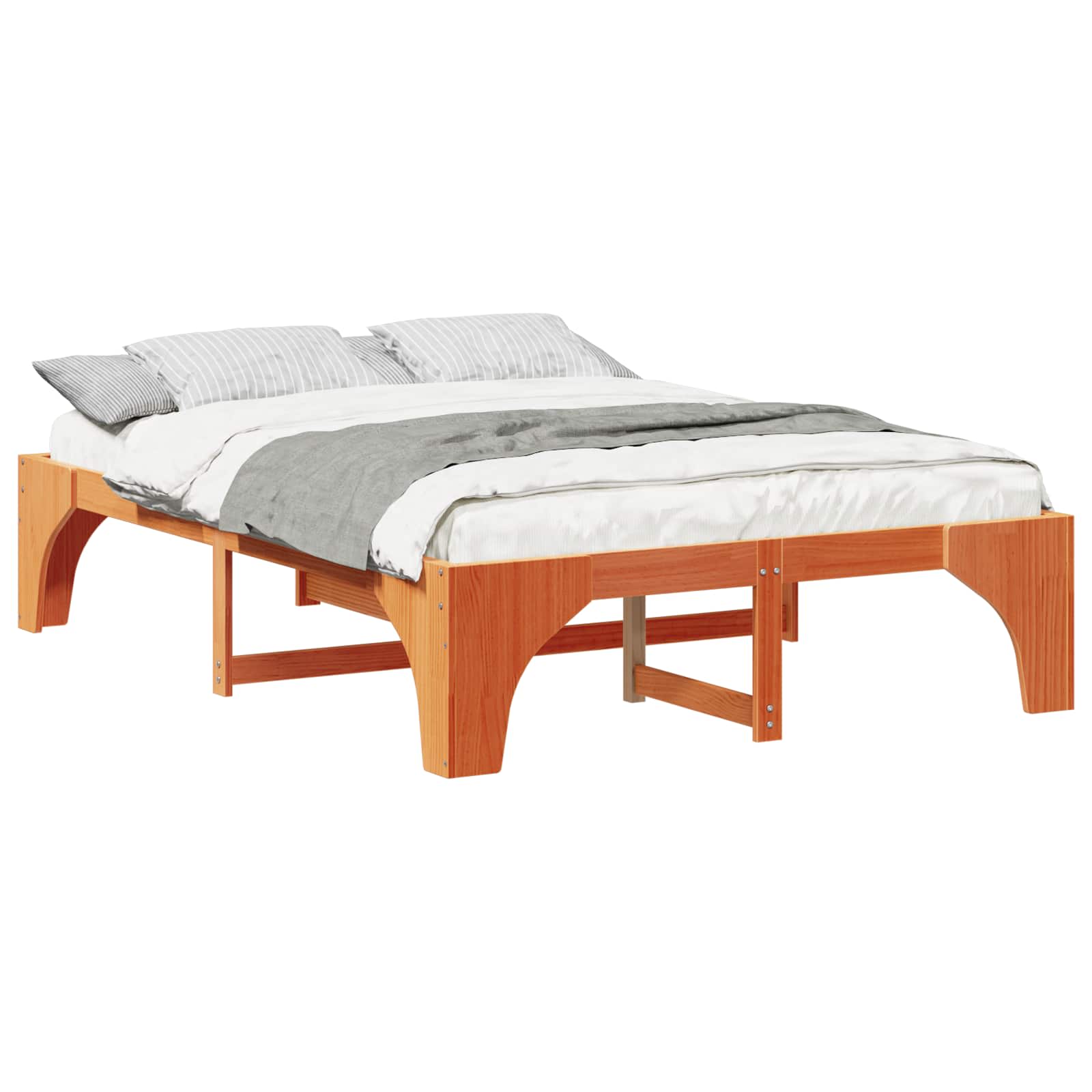 Bettrahmen Braun 150 x 200 cm Massives Kiefernholz