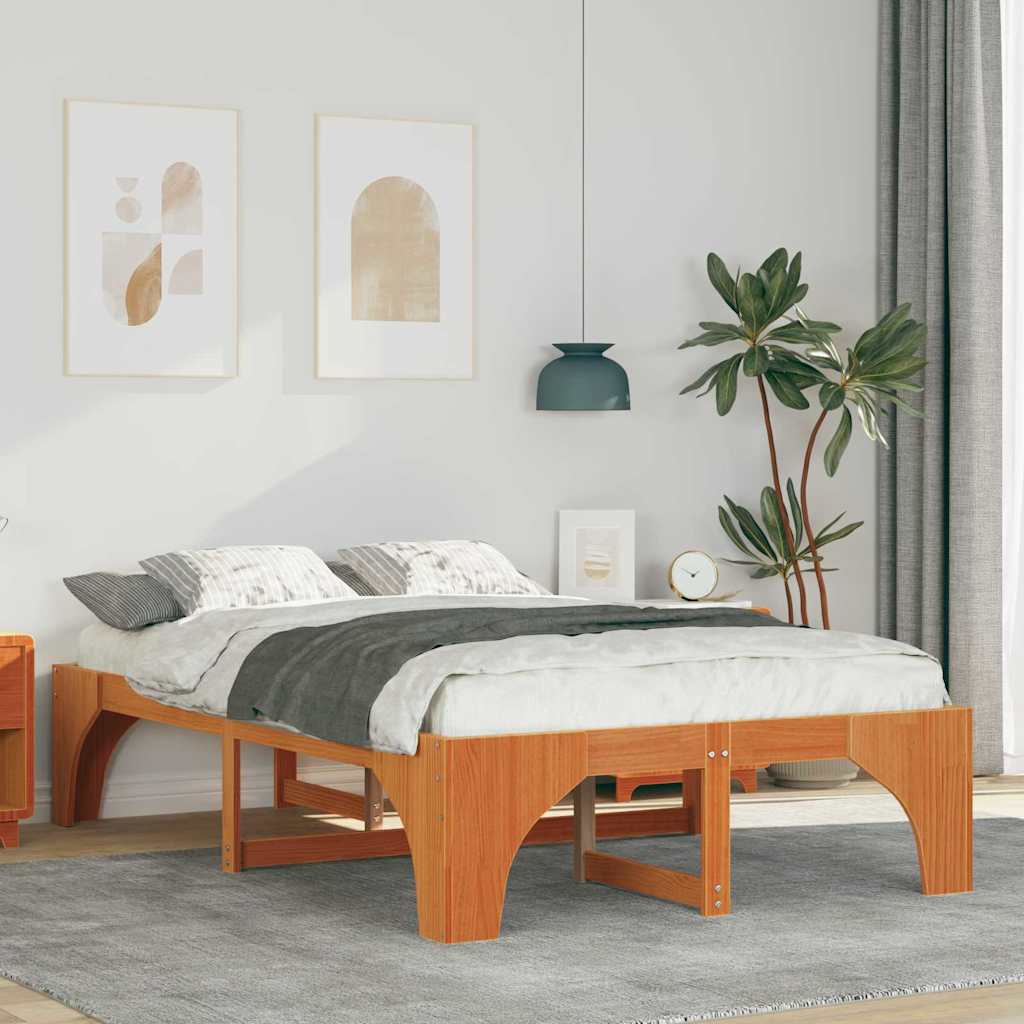 Bettrahmen Braun 140 x 190 cm Massives Kiefernholz