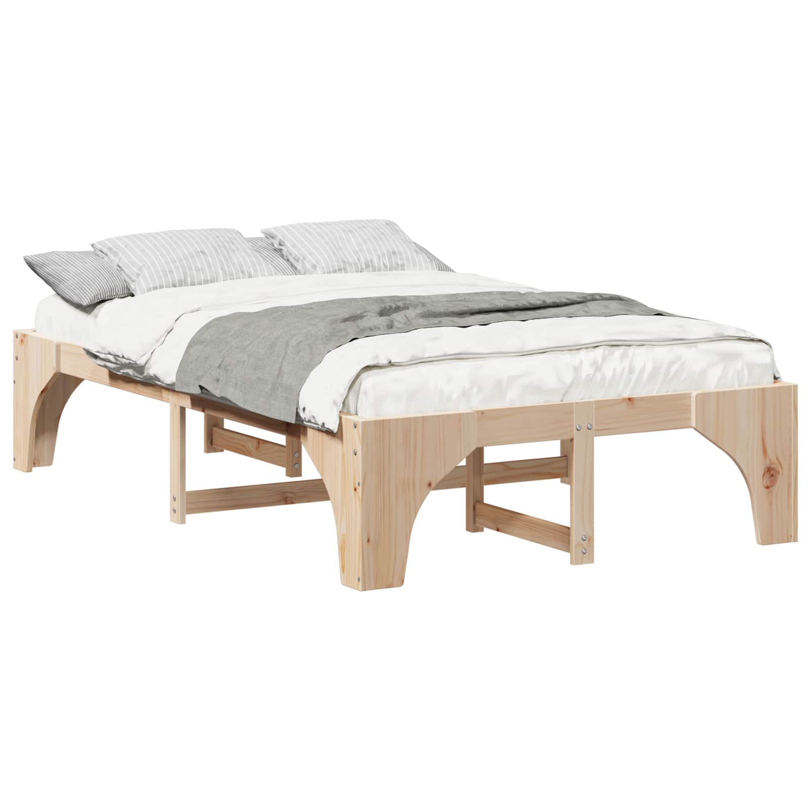 Bettrahmen Braun 135 x 190 cm Massives Kiefernholz