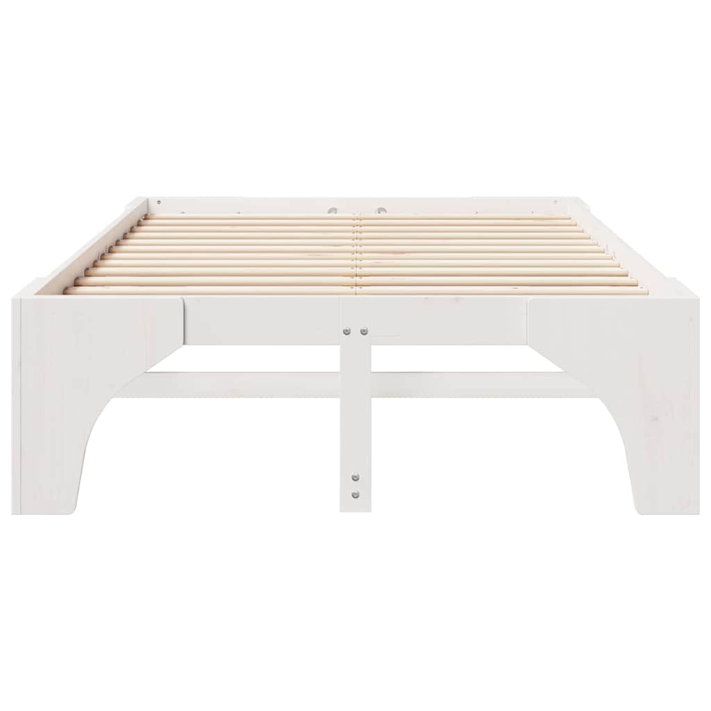 Bettrahmen Weiß 135 x 190 cm Massives Kiefernholz