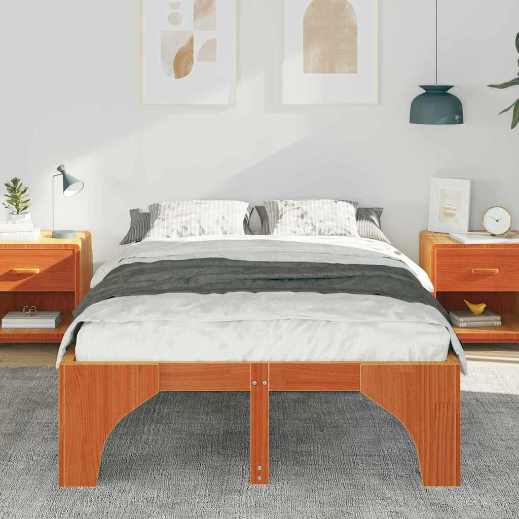 Bettrahmen Braun 120 x 190 cm Massives Kiefernholz