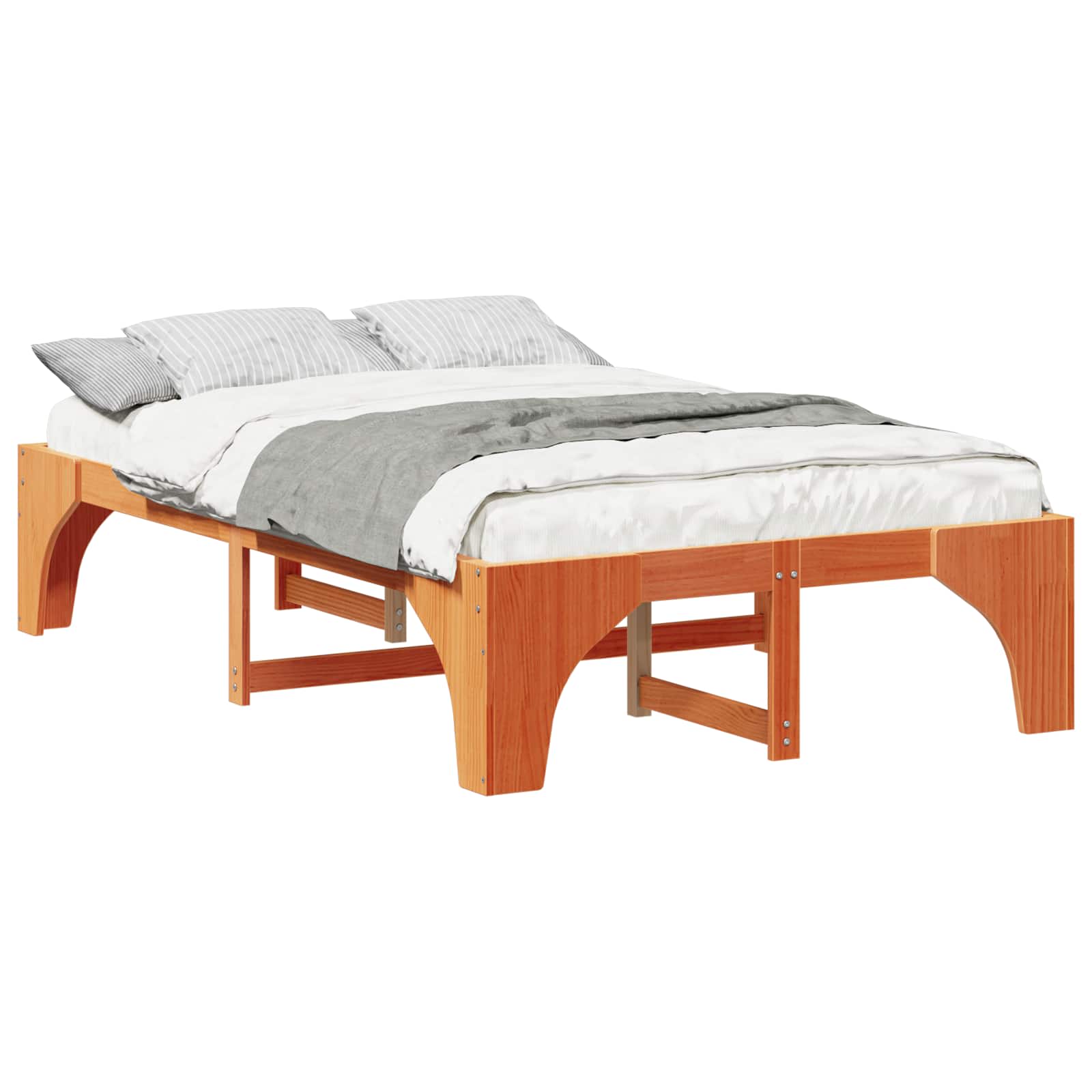 Bettrahmen Braun 120 x 190 cm Massives Kiefernholz