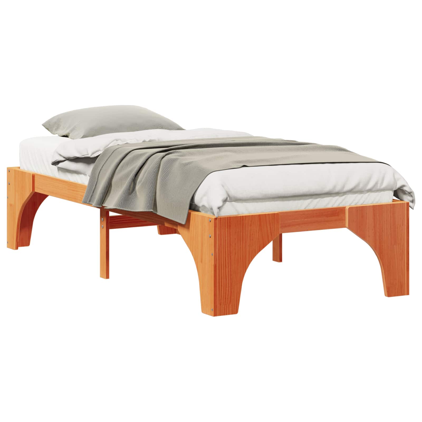 Bettrahmen Braun 75 x 190 cm Massives Kiefernholz
