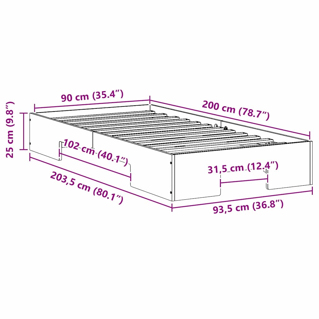 Bettgestell Braun 90 x 200 cm
