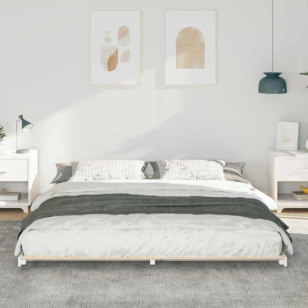 Bettrahmen Weiß 200 x 200 cm Massives Kiefernholz