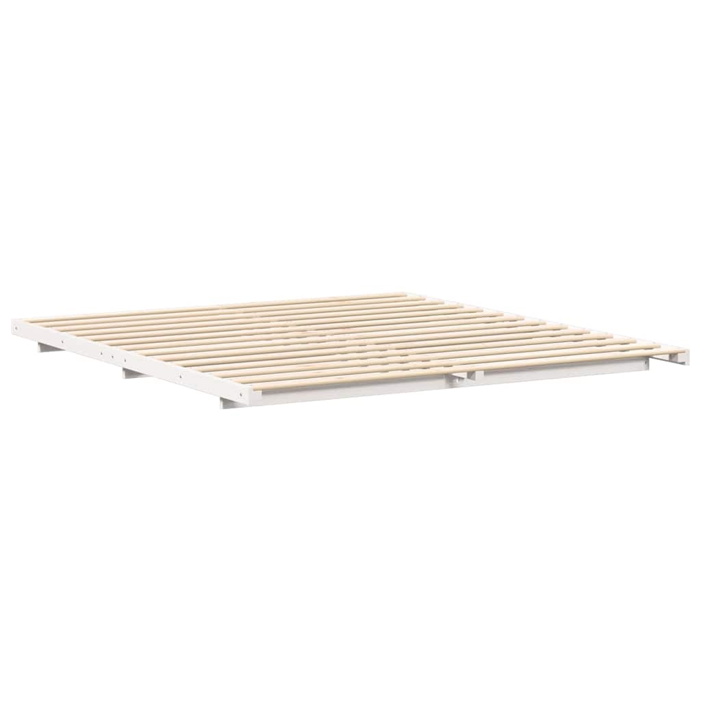 Bettrahmen Weiß 200 x 200 cm Massives Kiefernholz