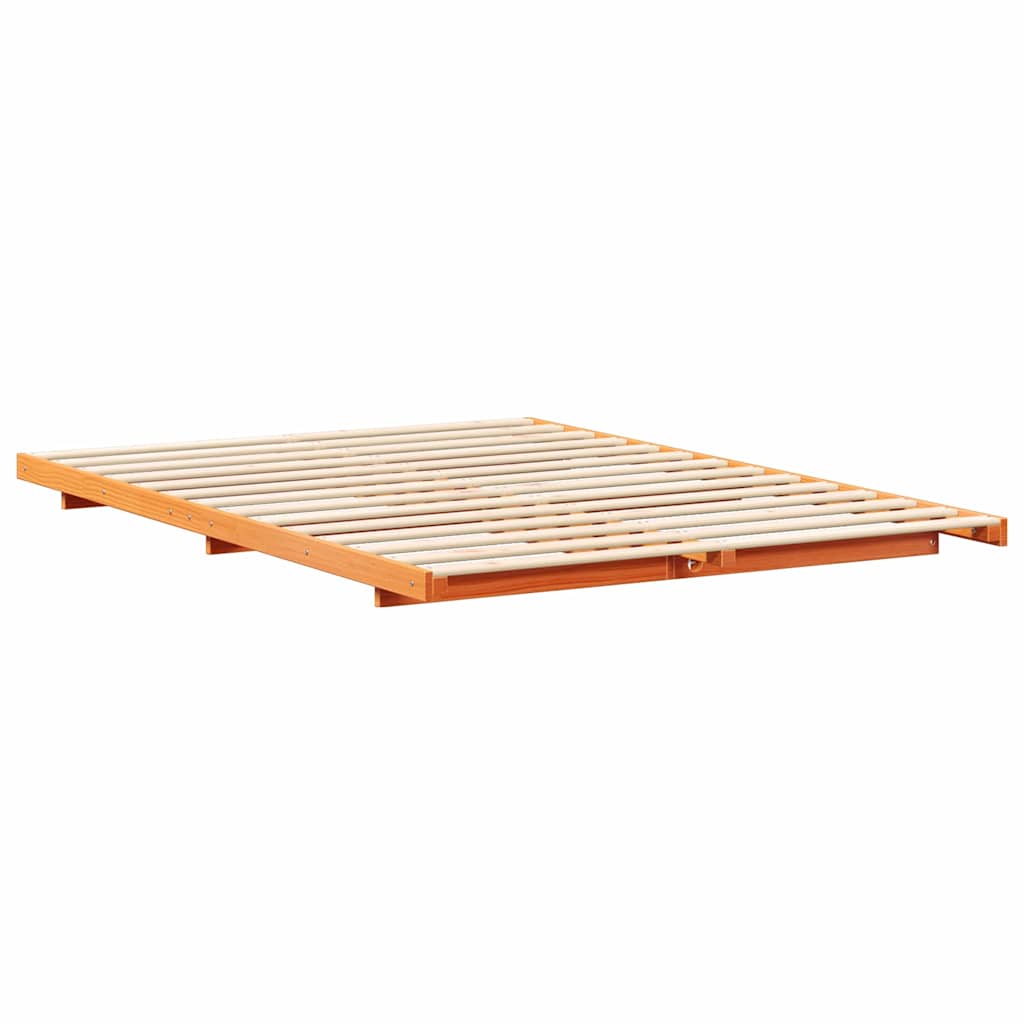Bettrahmen Wachsbraun 150 x 200 cm Massives Kiefernholz