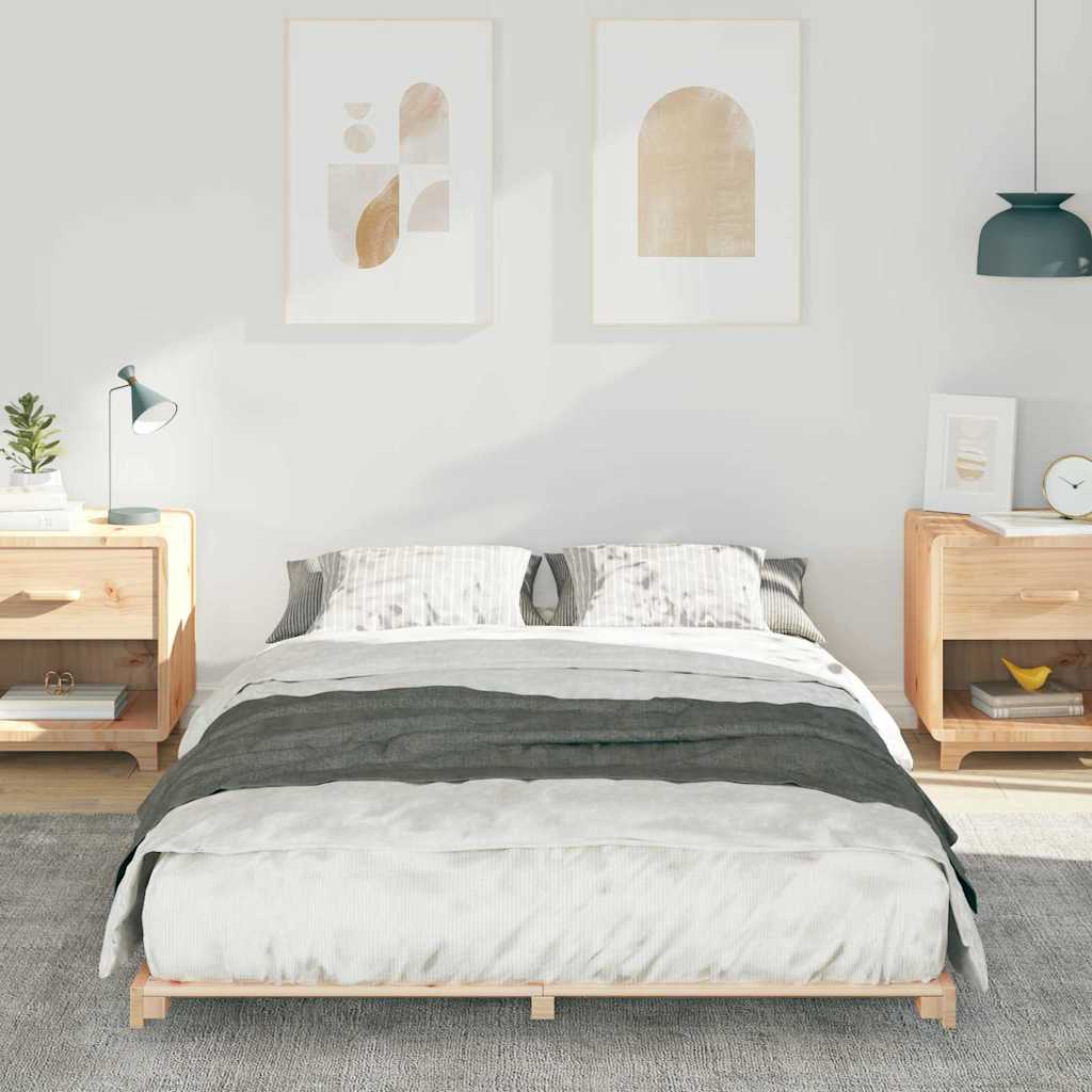Bettrahmen Braun 135 x 190 cm Massives Kiefernholz