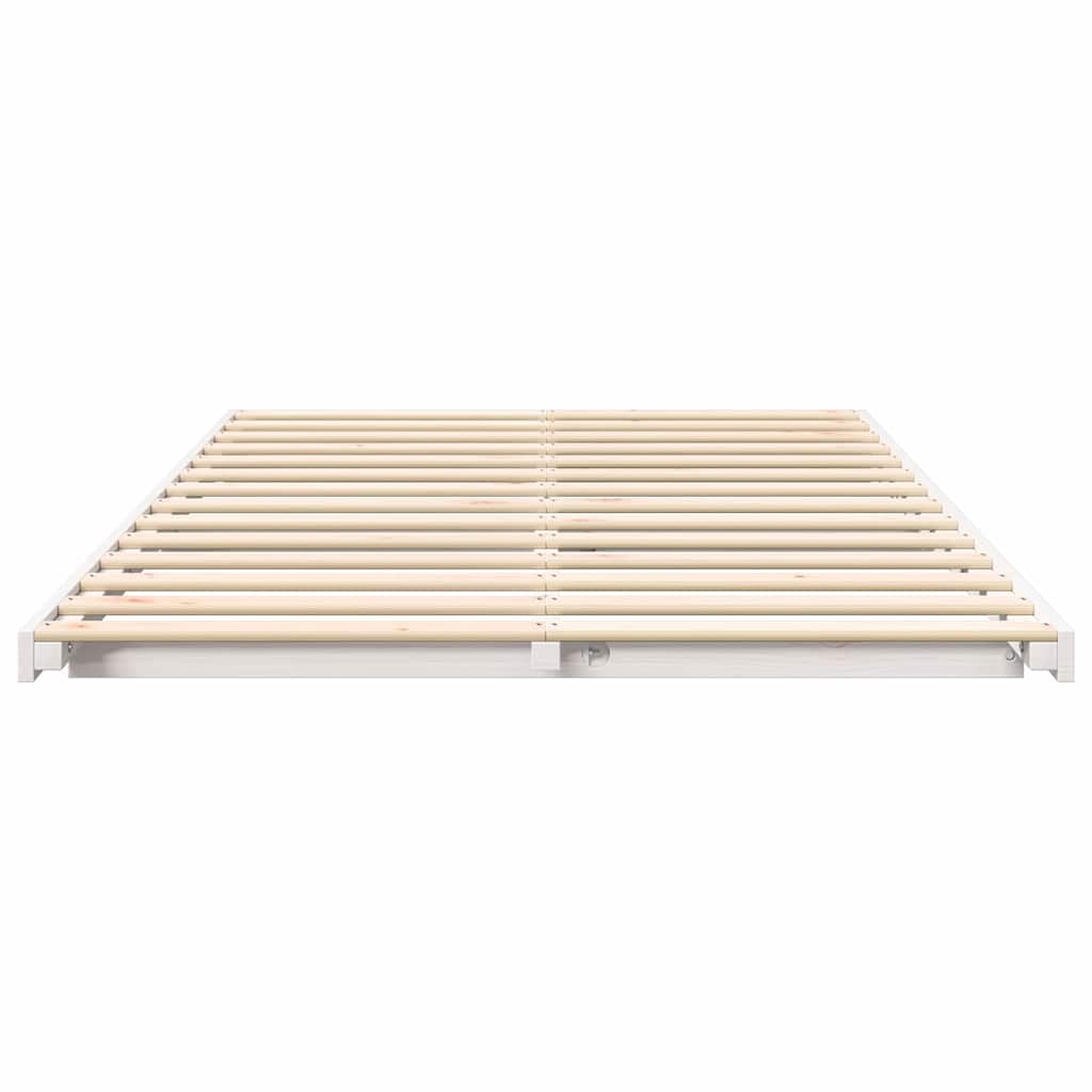 Bettrahmen Weiß 135 x 190 cm Massives Kiefernholz