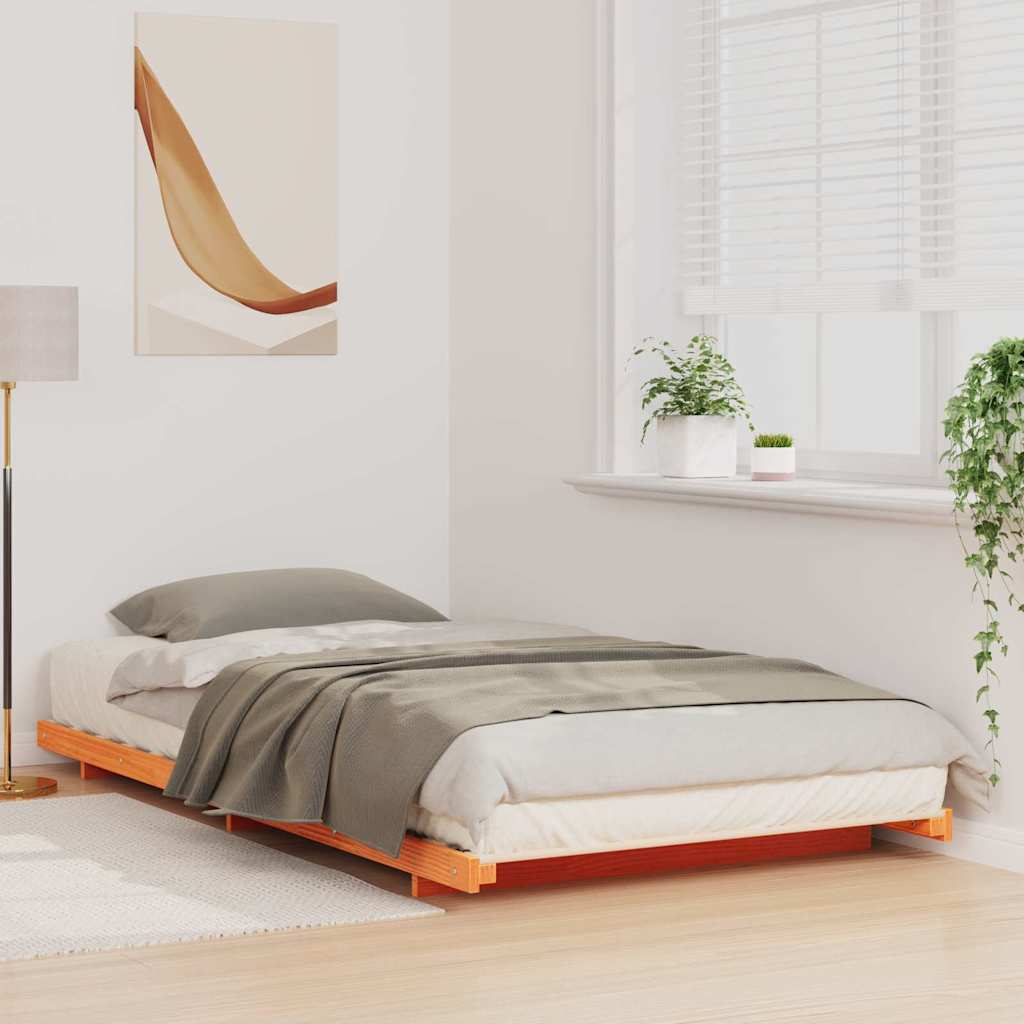 Bettrahmen Wachsbraun 90 x 190 cm Massives Kiefernholz