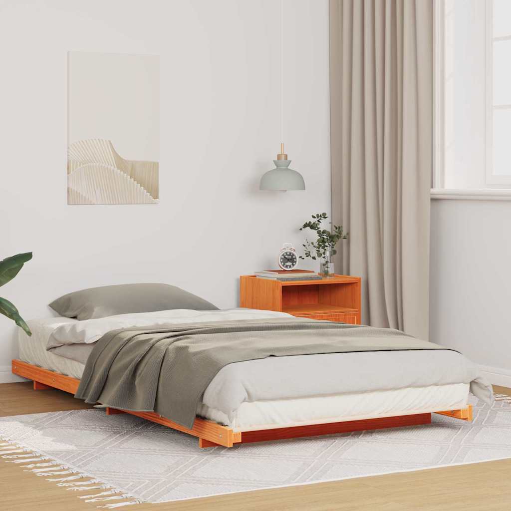 Bettrahmen Wachsbraun 75 x 190 cm Massives Kiefernholz