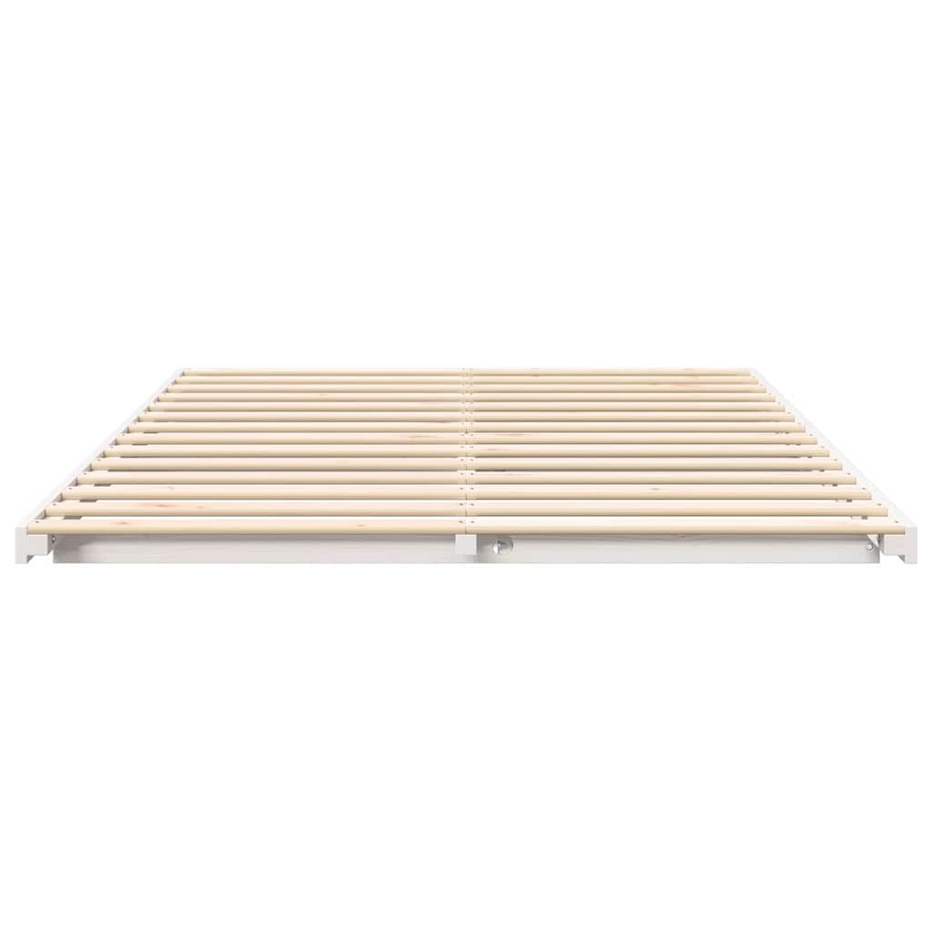 Bettrahmen Weiß 160 x 210 cm Massives Kiefernholz