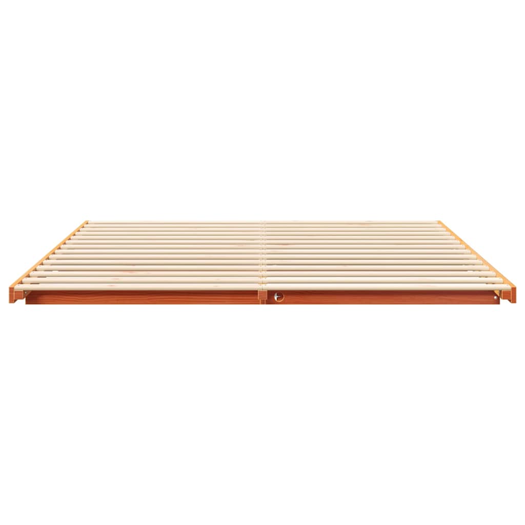 Bettrahmen Wachsbraun 200 x 210 cm Massives Kiefernholz