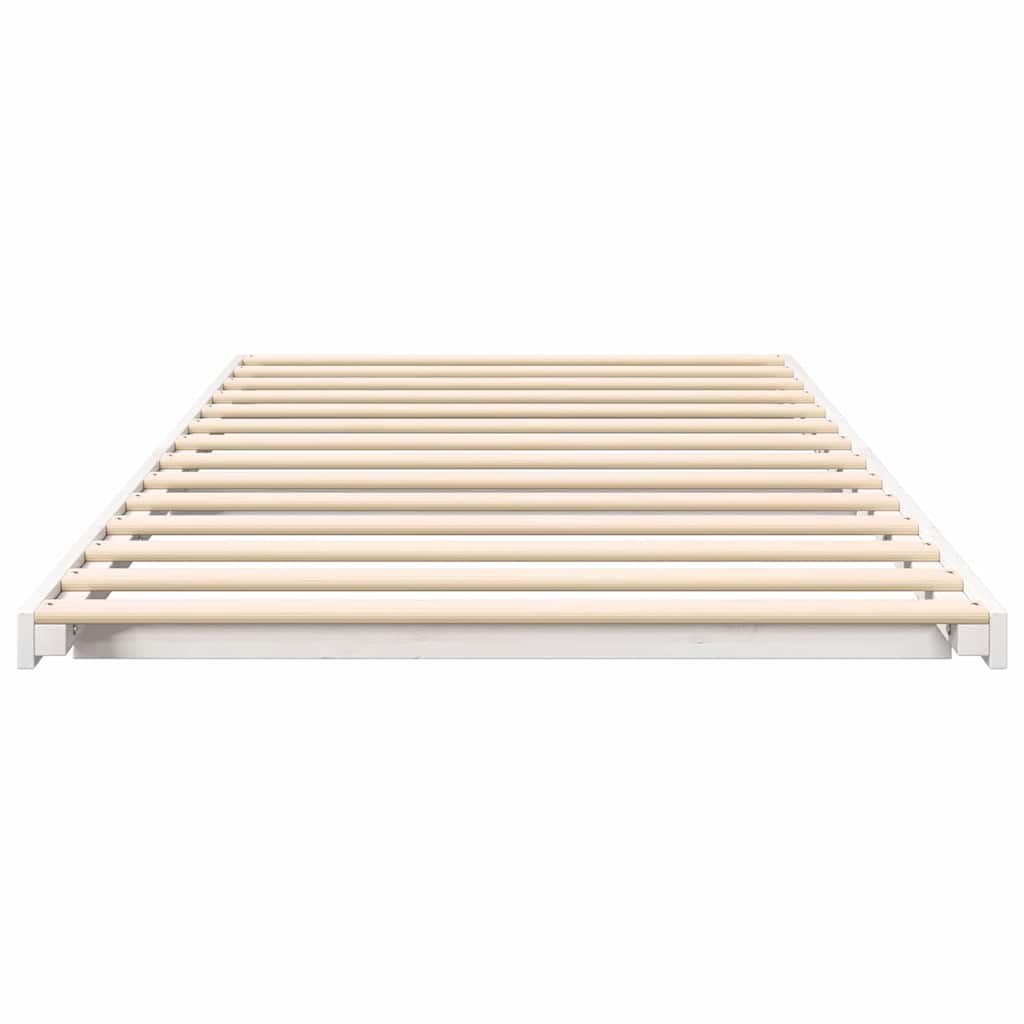 Bettrahmen Weiß 80 x 220 cm Massives Kiefernholz