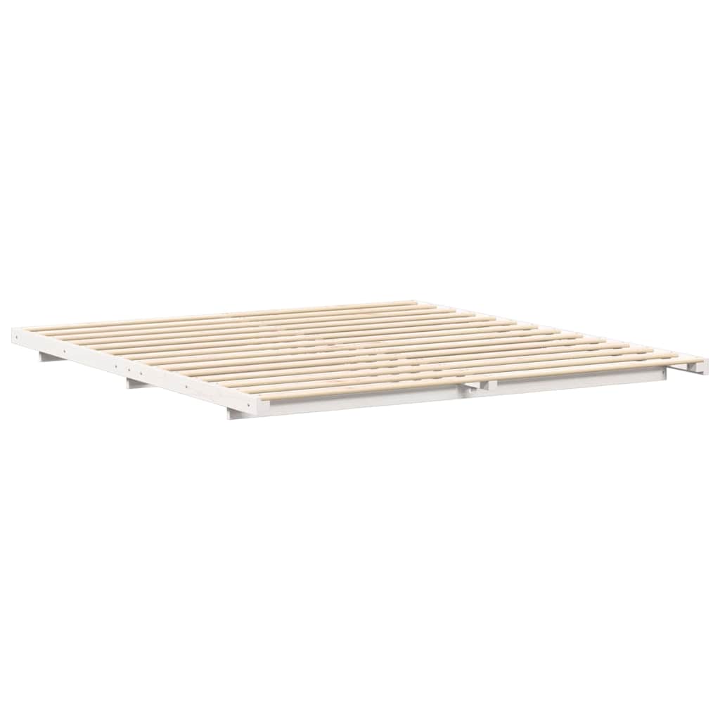 Bettrahmen Weiß 200 x 220 cm Massives Kiefernholz