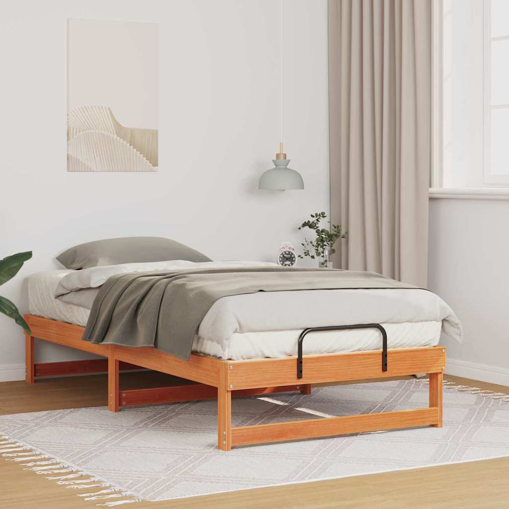Bettrahmen Braun 75 x 190 cm Massives Kiefernholz