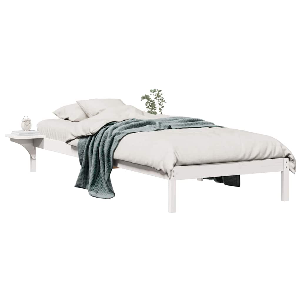 Bettgestell mit Nachttischen Weiß 80 x 210 cm
