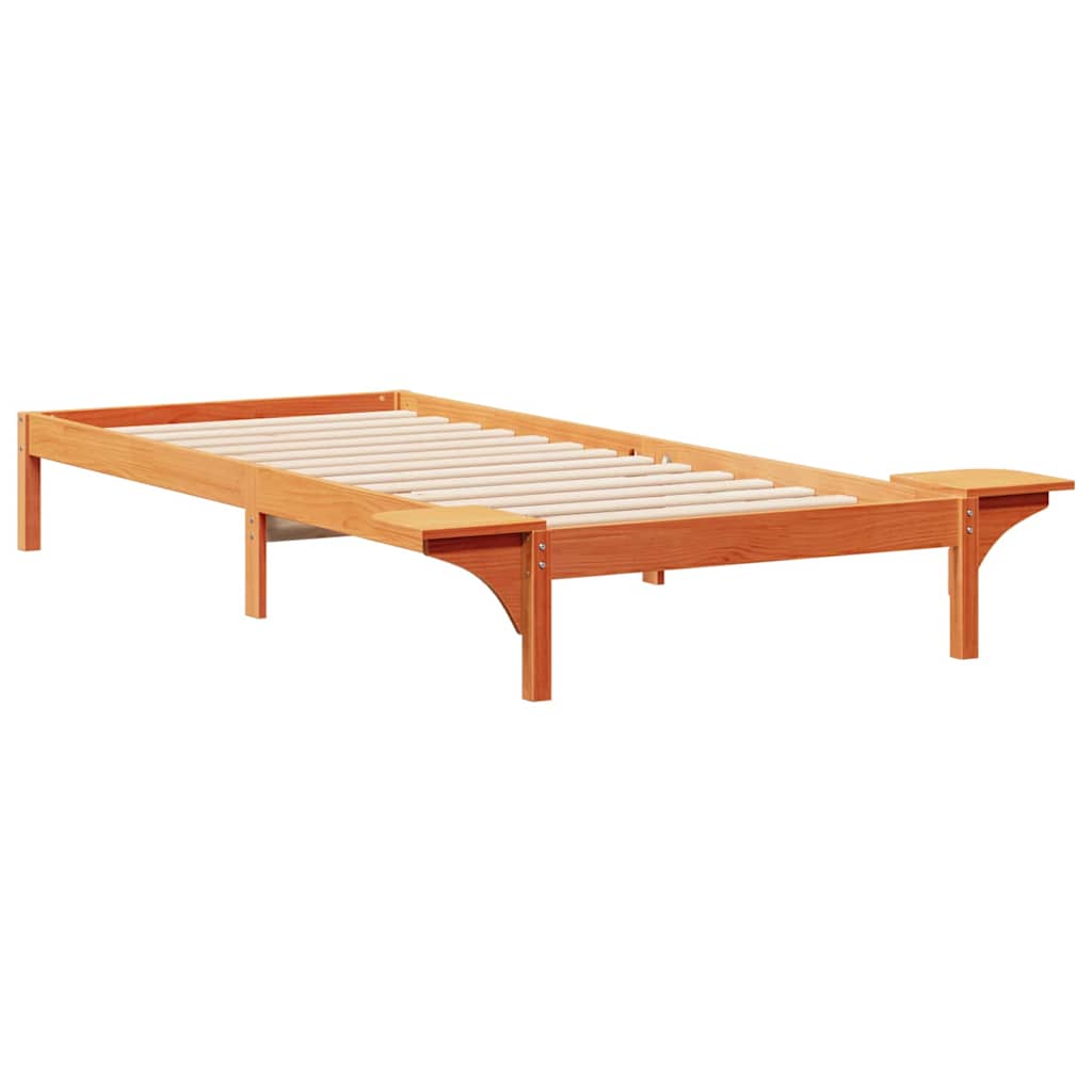 Bettgestell mit Nachttischen Wachsbraun 80 x 210 cm