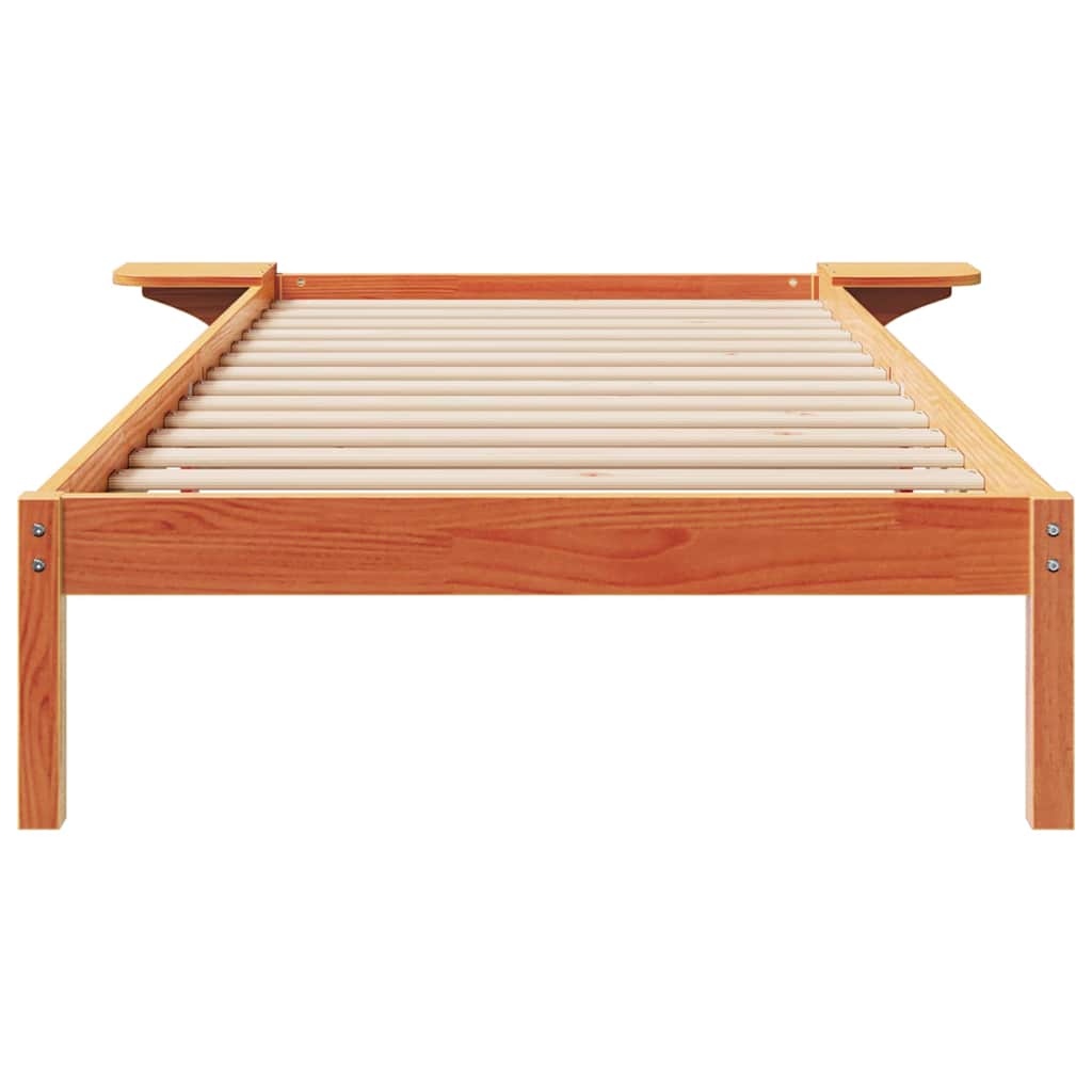 Bettgestell mit Nachttischen Wachsbraun 80 x 210 cm