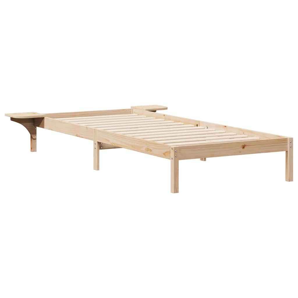 Bettgestell mit Nachttischen Natur 90 x 210 cm