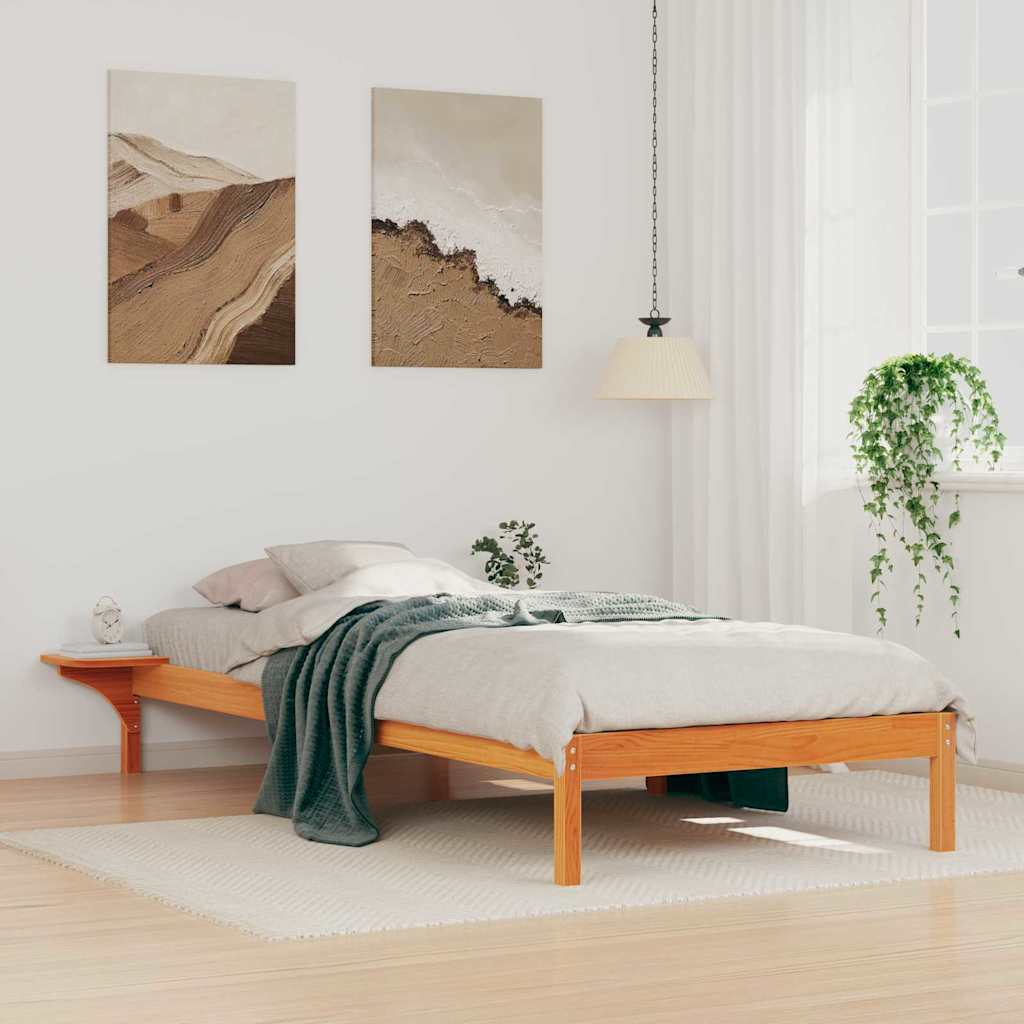 Bettgestell mit Nachttischen Wachsbraun 100 x 210 cm