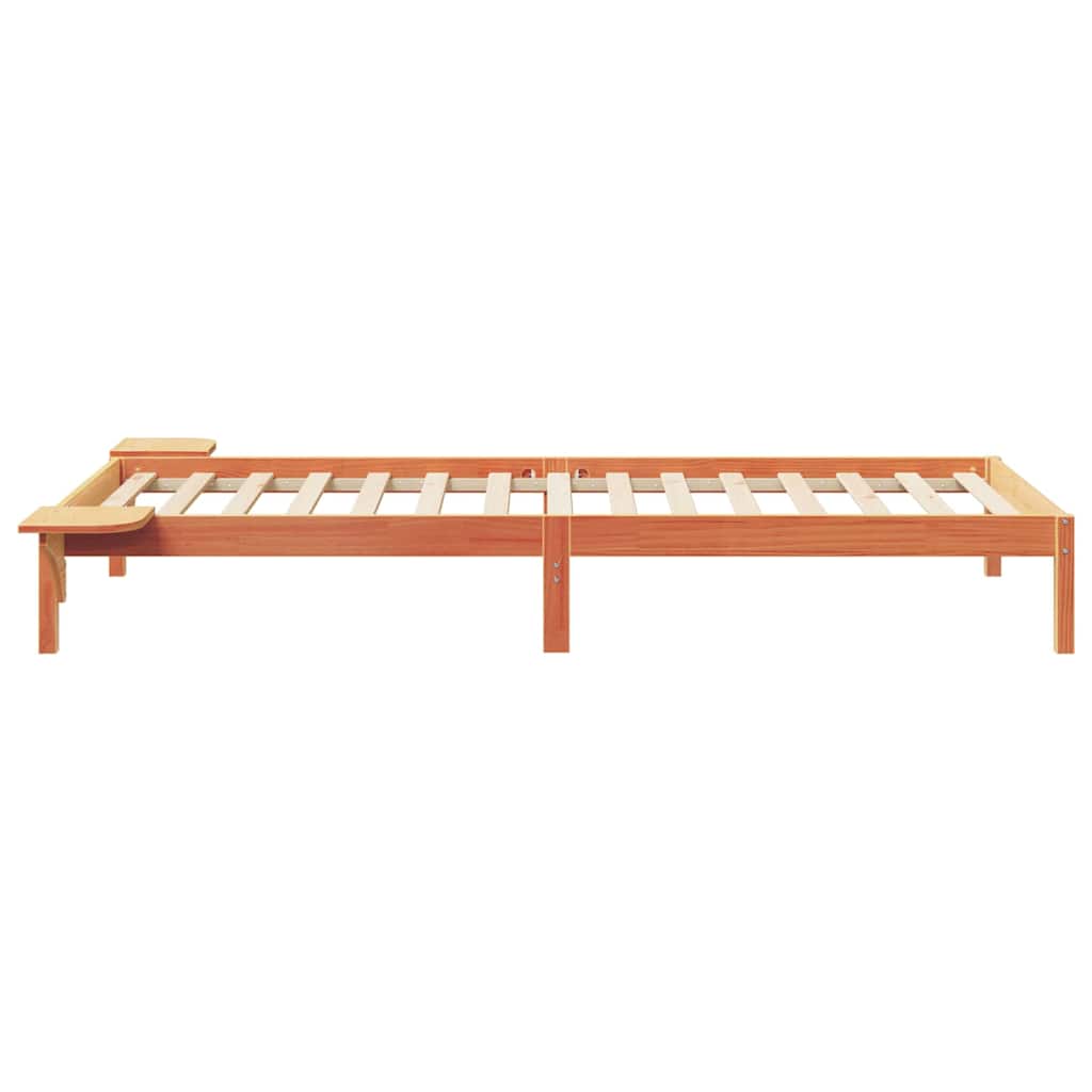 Bettgestell mit Nachttischen Wachsbraun 100 x 210 cm
