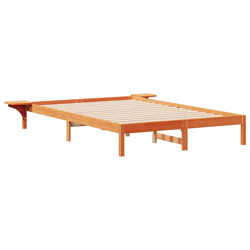 Bettgestell mit Nachttischen Wachsbraun 140 x 210 cm