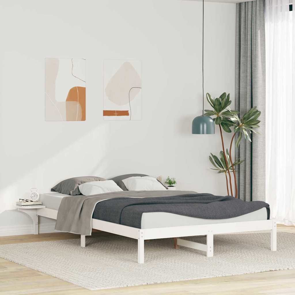 Bettgestell mit Nachttischen Weiß 160 x 210 cm
