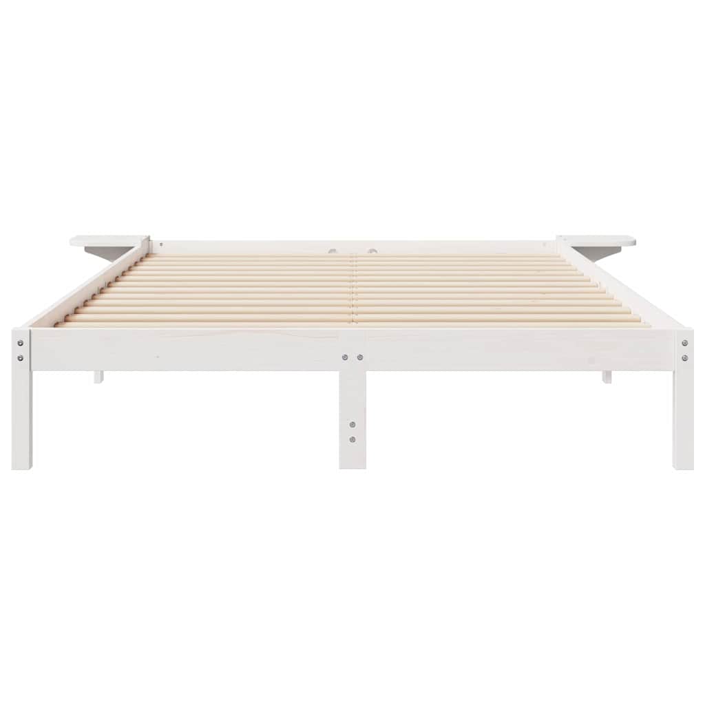 Bettgestell mit Nachttischen Weiß 160 x 210 cm