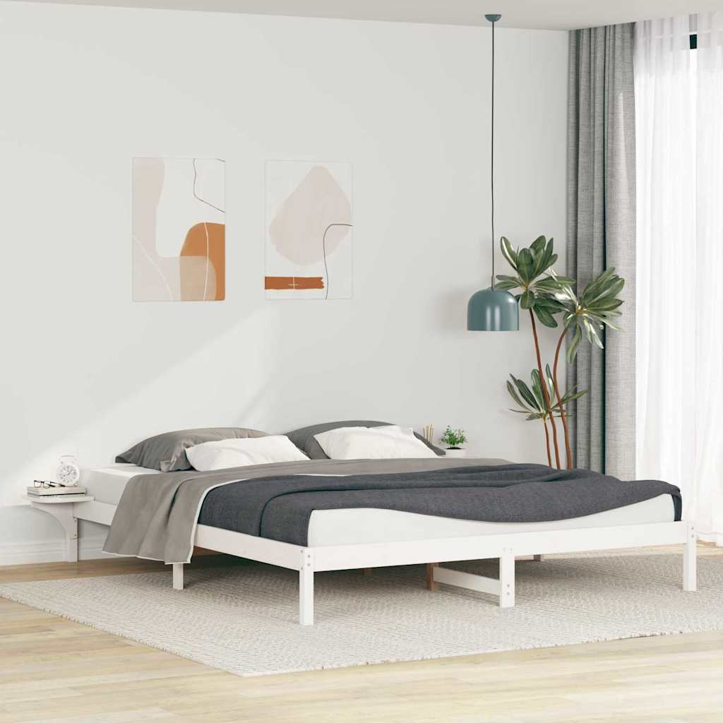 Bettgestell mit Nachttischen Weiß 180 x 210 cm