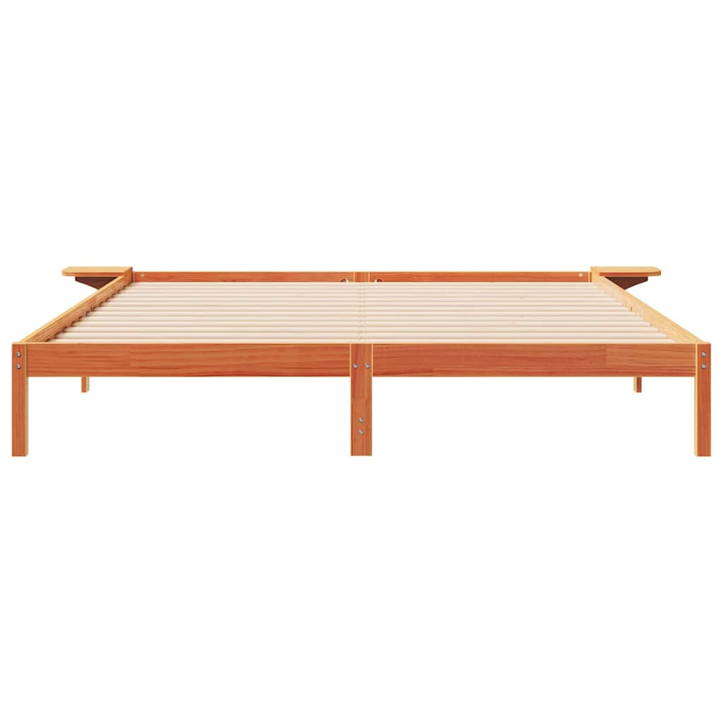 Bettgestell mit Nachttischen Wachsbraun 180 x 210 cm