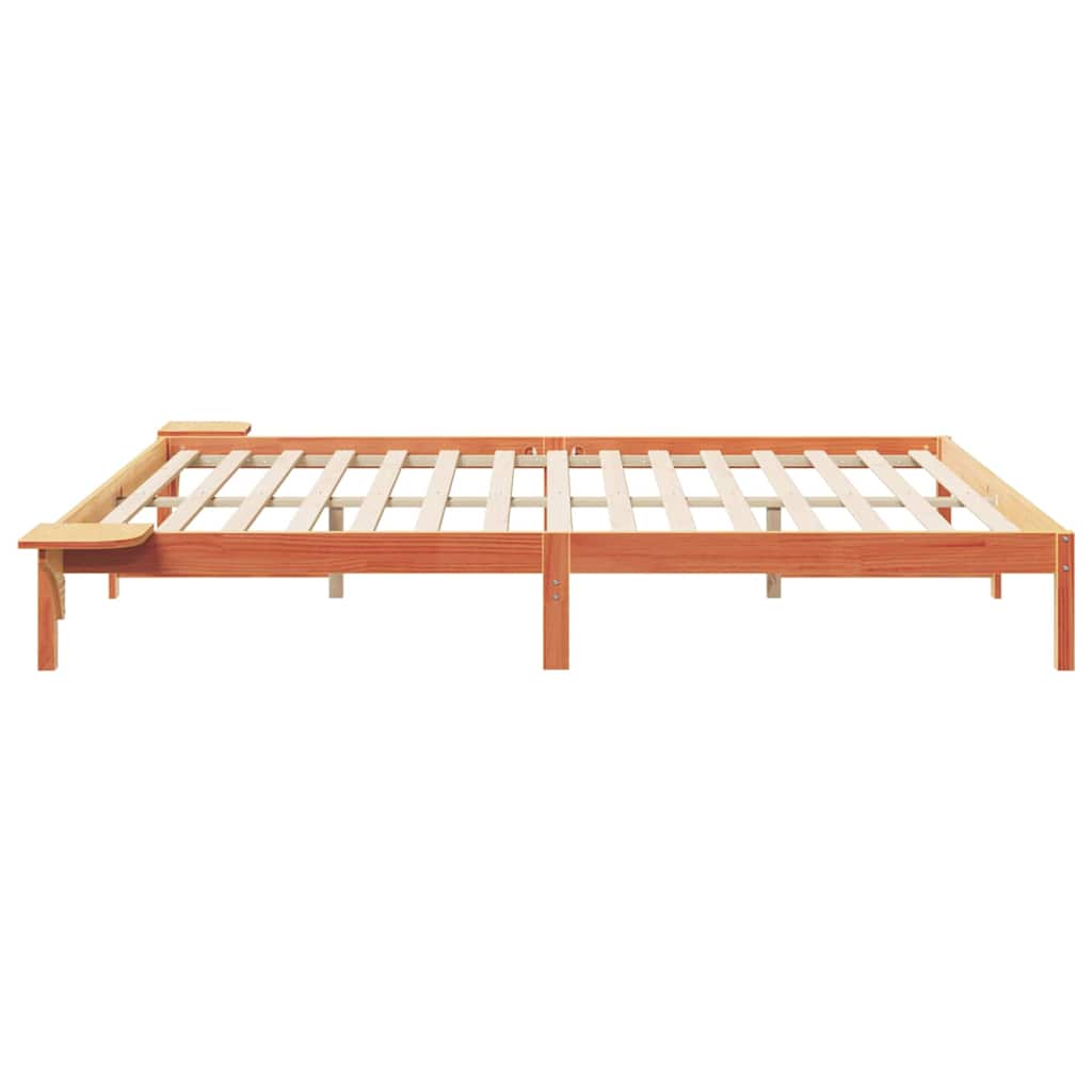 Bettgestell mit Nachttischen Wachsbraun 180 x 210 cm