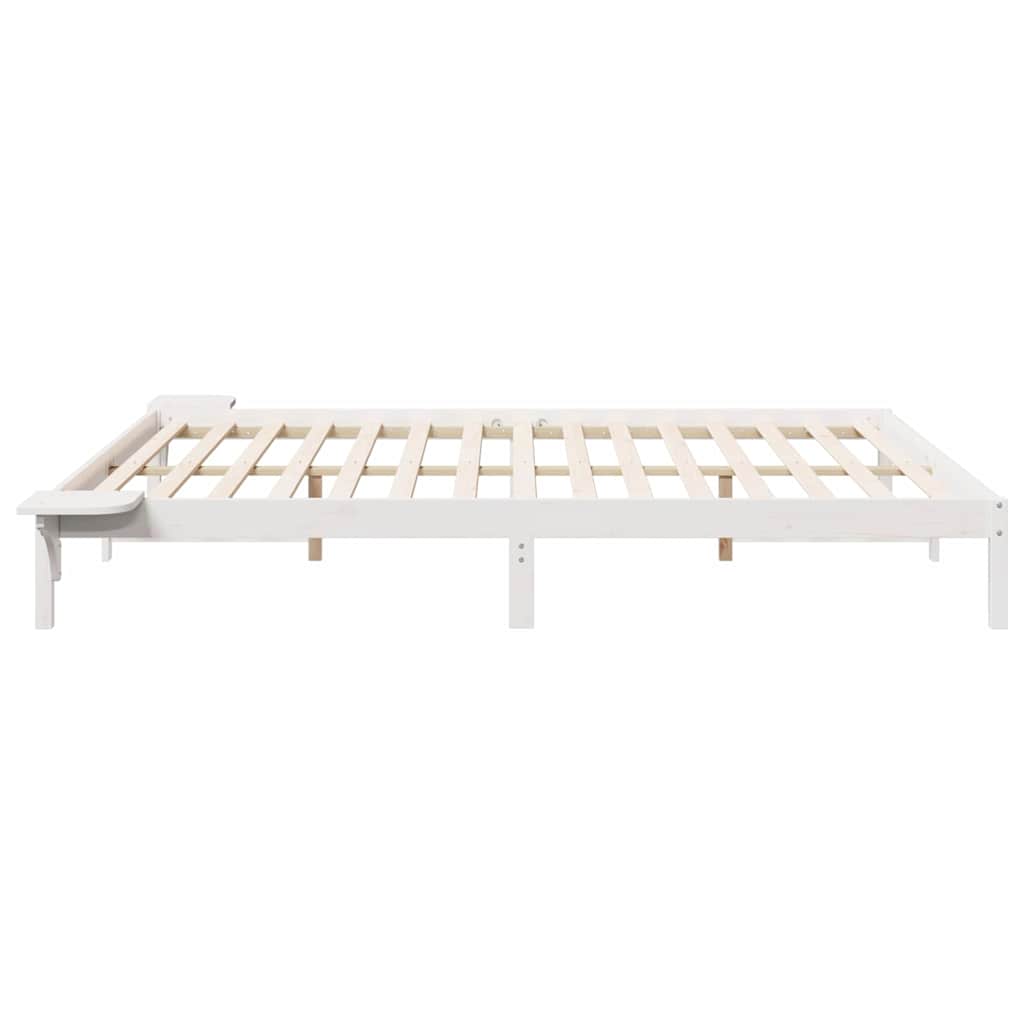 Bettgestell mit Nachttischen Weiß 200 x 210 cm