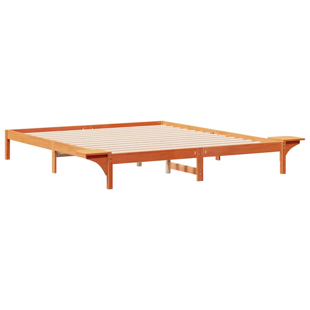 Bettgestell mit Nachttischen Wachsbraun 200 x 210 cm