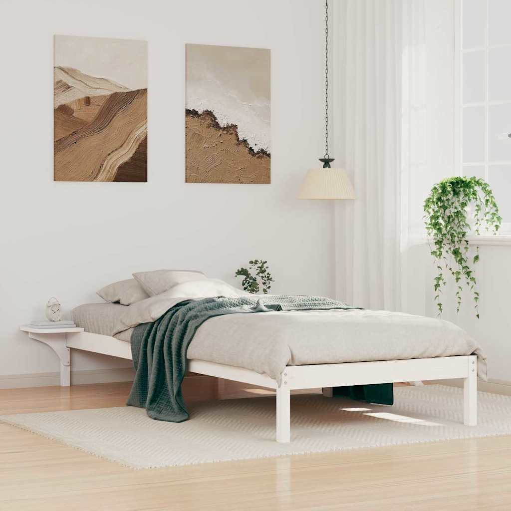 Bettgestell mit Nachttischen Weiß 80 x 220 cm