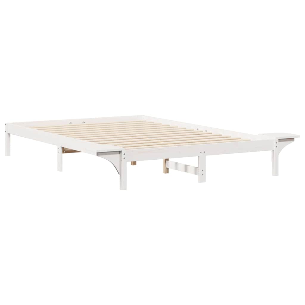 Bettgestell mit Nachttischen Weiß 140 x 220 cm