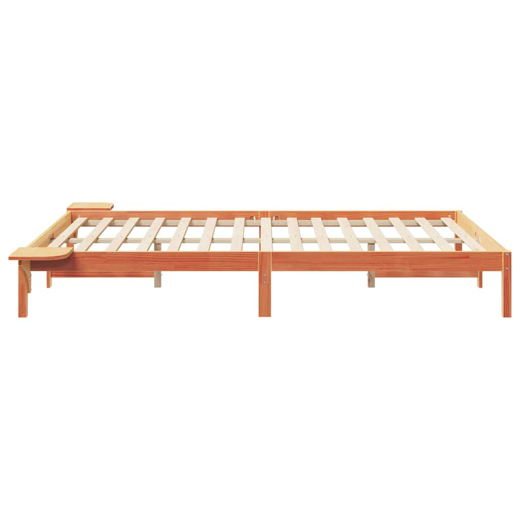 Bettgestell mit Nachttischen Wachsbraun 140 x 220 cm