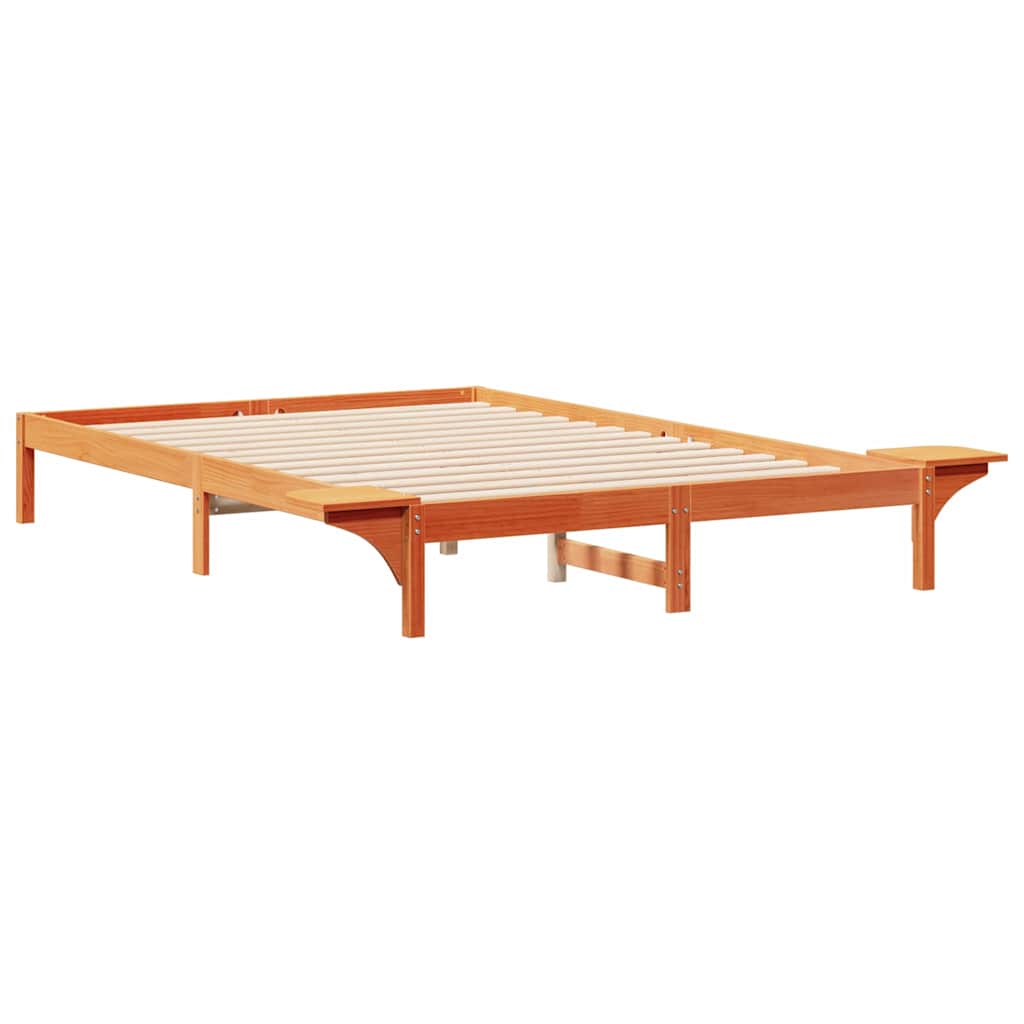 Bettgestell mit Nachttischen Wachsbraun 160 x 220 cm